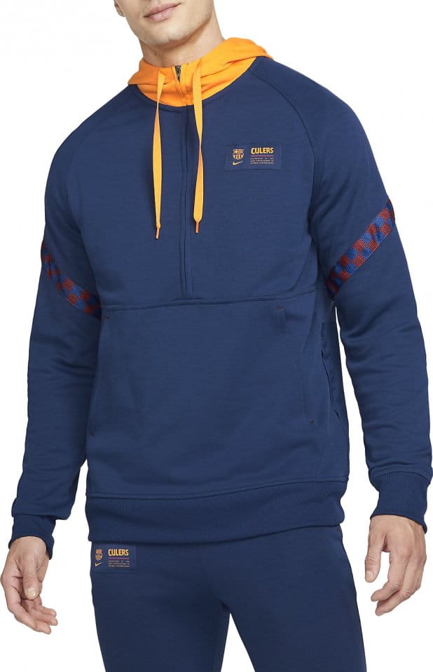 Sweatshirt com capuz Nike M FC Barcelona Half-Zip Fleece Hoody